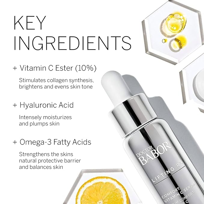 DOCTOR BABOR Lifting RX Comfort Vitamin C Serum, Infused with Hyaluronic Acid to Hydrate & Plump, Even Skin Tone, Reduces Fine Lines & Wrinkles, 20 ml-VivaGrace Women
