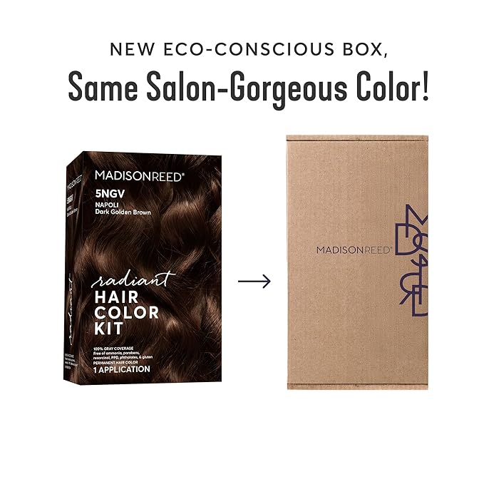 Madison Reed Radiant Hair Color Kit | 5NGV Dark Golden Brown (Napoli Brown) for 100% Gray Hair Coverage | Salon Quality Permanent Hair Dye | PPD-Free & Ammonia-Free | (Packaging May Vary) 2 Pack-VivaGrace Women
