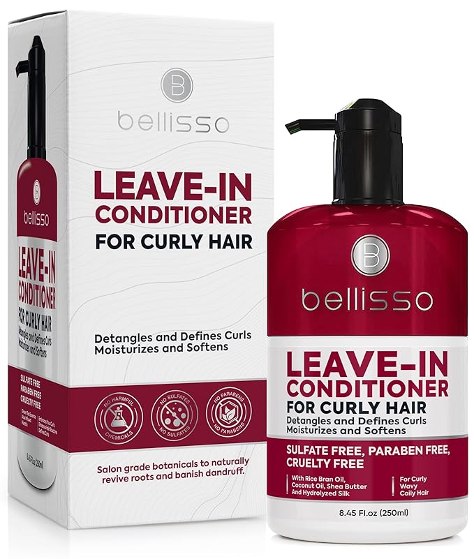 Leave in Conditioner for Curly Hair - Frizz Control for Women and Men - Restores Dry, Damaged and Wavy Hair - Detangler Cream and Sulfate Free Anti Static Moisturizer Treatment with Shea Butter-VivaGrace Women