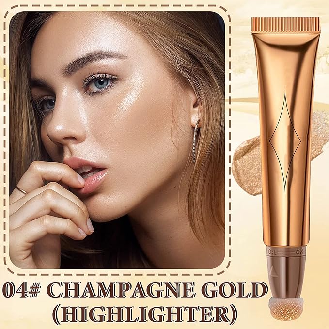 Liquid Contour Beauty Wand,Stick with Cushion Applicator,Cream Contour,Long Lasting Smoothly Moisturizng Silky Contour Stick High gloss stick-VivaGrace Women