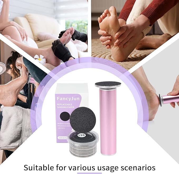 120PCS Fine 180 Grit Replaceable Sandpaper Discs for Electric Foot Callus Removers - 42mm Ultra-Soft Foot File Refills - Gentle Polishing & Baby-Smooth Finish-VivaGrace Women