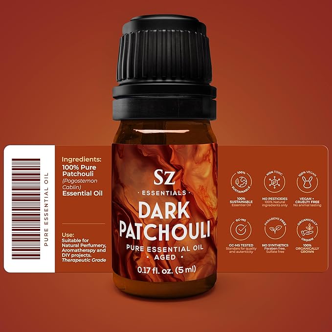 – 5-Year Aged Dark-Patchouli – Premium Essential Oil – Deep, Earthy Aroma | 100% Pure for Aromatherapy, Wellness & Natural Perfumery – DIY | Therapeutic Grade & Vegan – 0.17 fl oz.-VivaGrace Women