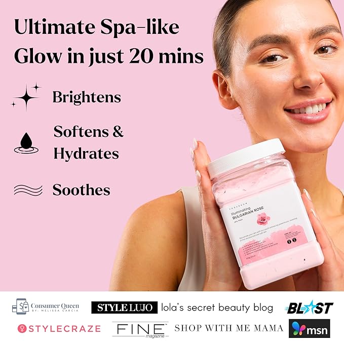 Jelly Face Mask for Facials - Bulgarian Rose Hydrating, Brightening & Nourishing Jelly Mask with Free Jade Roller & Spatula | Professional Hydrojelly Masks | Vajacial Jelly Mask Powder | 23 Oz Jar-VivaGrace Women