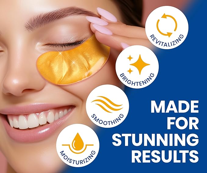 Stylia Under Eye Patches for Puffy Eyes and Dark Circles (20 Pairs) - 24k Gold Under Eye Mask with Vitamin C, Hyaluronic Acid, Pearl Extract - Eye Masks for Dark Circles and Puffiness-VivaGrace Women