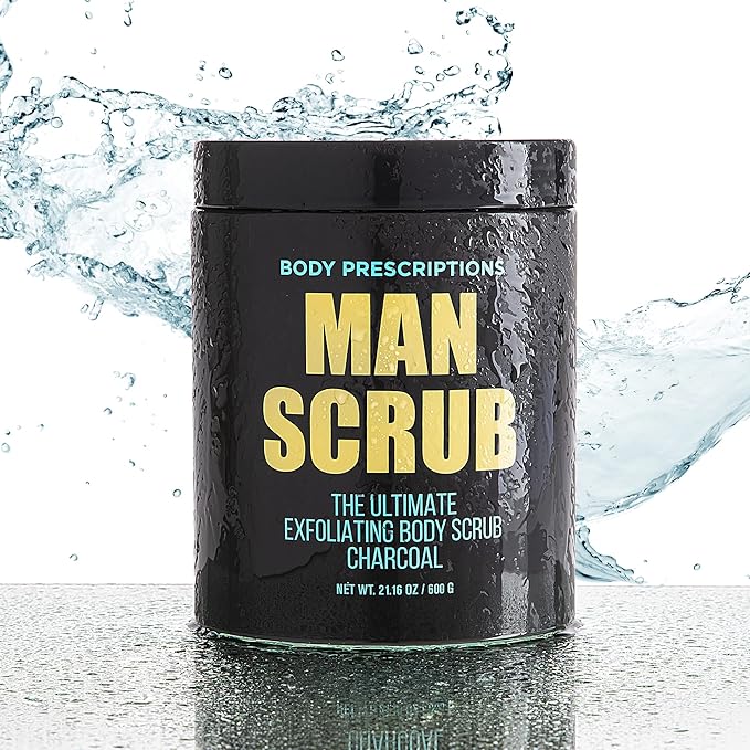Body Prescriptions Men’s Exfoliating Body Scrub – Ultimate Skin Cleansing Wash in Jar with Twist-Top Lid, For All Skin Types, 21 Ounce (Pack of 1), Charcoal-VivaGrace Women