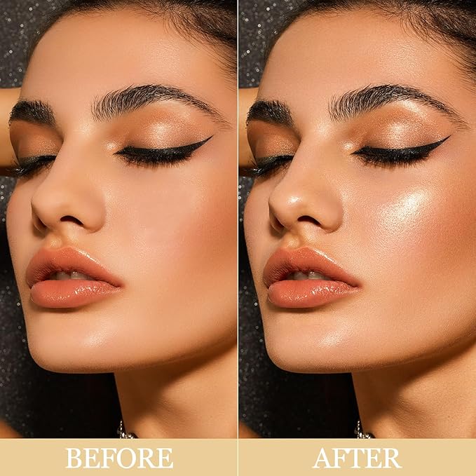 Erinde Face Highlighter Palette, Pearl Glossy Face Illuminator Palette, Natural Glow Finish, Shimmer Smooth Baked Highlighter Powder, Long-lasting Sparkling Highlighter Makeup, 03 Dawn Glow-VivaGrace Women