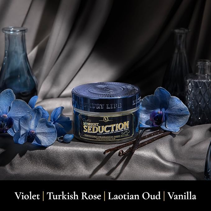 LUXURY LIFE BUTTER - Irresistibly Scented Body Butter with Hyaluronic Acid for Ultimate Moisture. Hydrates for a Non-Greasy Glamorous Glow (Presidential, Fresh Attraction, Midnight Seduction 5 oz)-VivaGrace Women