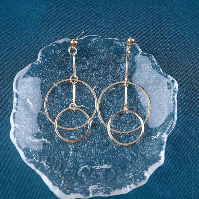 Vintage Hollow Circle Dangle Earrings Exaggerated Circle Drop Earrings Large Circle Hoop Earrings Gold Bar Earrings Jewelry for Women-VivaGrace Women