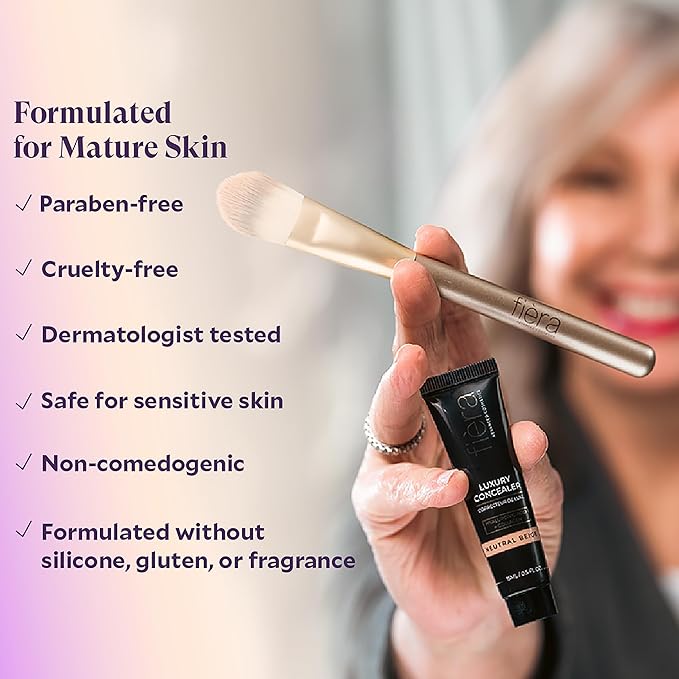 Fièra Luxury Concealer with Anti-Aging - All Day Coverage for Dark Circles, Fine Lines, Wrinkles & Spots - Caramel, 0.5 Ounce-VivaGrace Women