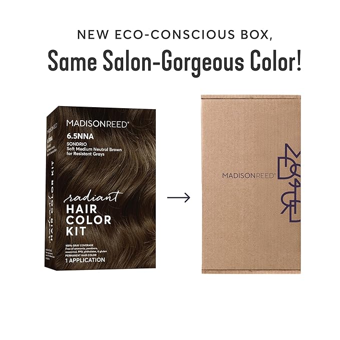 Madison Reed Radiant Hair Color Kit | 6.5NNA Medium Neutral Brown (Sondrio) for 100% Gray Hair Coverage | Salon Quality Permanent Hair Dye | PPD-Free & Ammonia-Free | (Packaging May Vary) 2 Pack-VivaGrace Women
