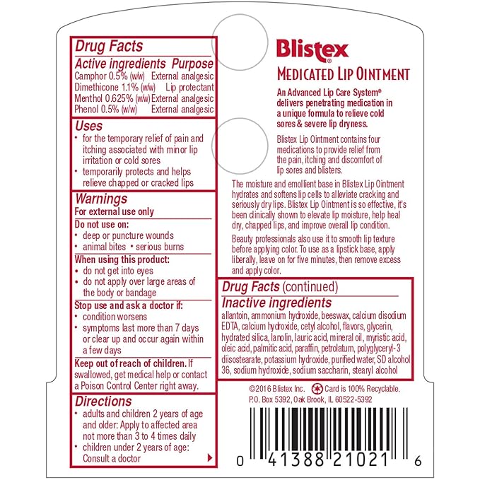 Blistex Medicated Lip Ointment, 0.21 Ounce Tube, Pack of 24 – Relieves Cold Sores & Helps Heal Dry Chapped Lips, Pain Relief from Lip Sores & Blisters, Healing Ointment-VivaGrace Women