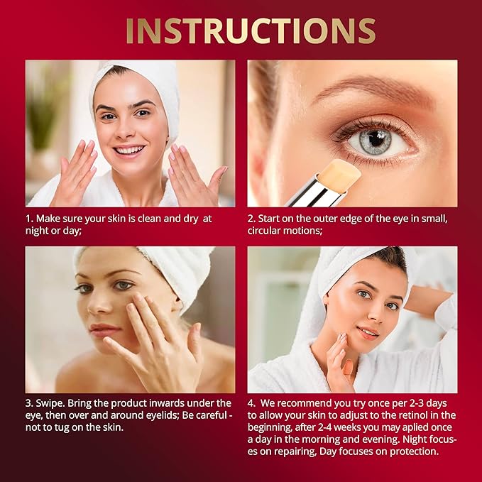 Retinol Under Eye Brightener Stick, Dark Circles Under Eye Treatment for Women with 5% Hyaluronic Acid Complex - Anti Aging Eye Cream for Puffiness and Bags Hydrates, Firms and Brightens Eyes 0.1oz(3g) 2 pack-VivaGrace Women
