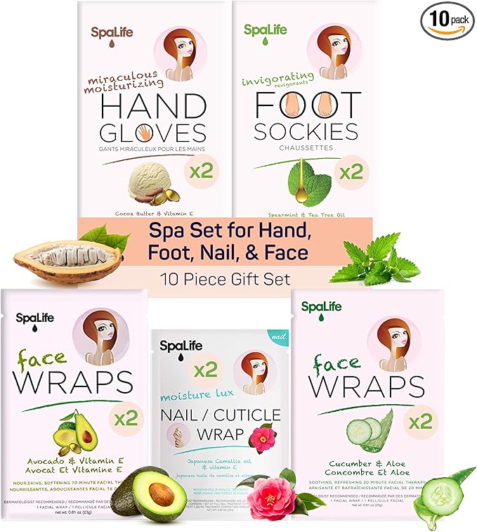 SpaLife Pink 10 Piece Spa Gift Set - Korean Skin Care Set with Travel Size Face, Hand, Foot & Nail Products - Skincare Bundle for Women-VivaGrace Women