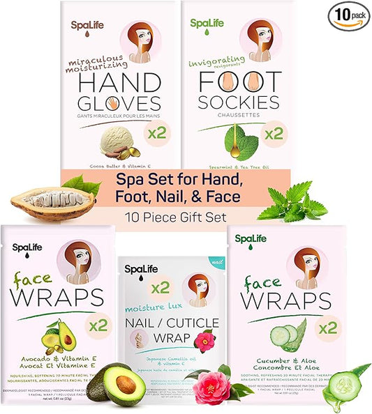 SpaLife Pink 10 Piece Spa Gift Set - Korean Skin Care Set with Travel Size Face, Hand, Foot & Nail Products - Skincare Bundle for Women-VivaGrace Women