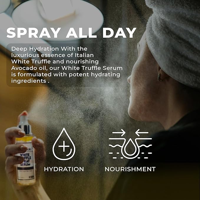 Italian White Truffle Spray Serum - Vegan Skin Care - Face Mist Hydrating Spray with Avocado & White Truffles - Face Serum for Radiant Skin - 3.38 Fl Oz-VivaGrace Women