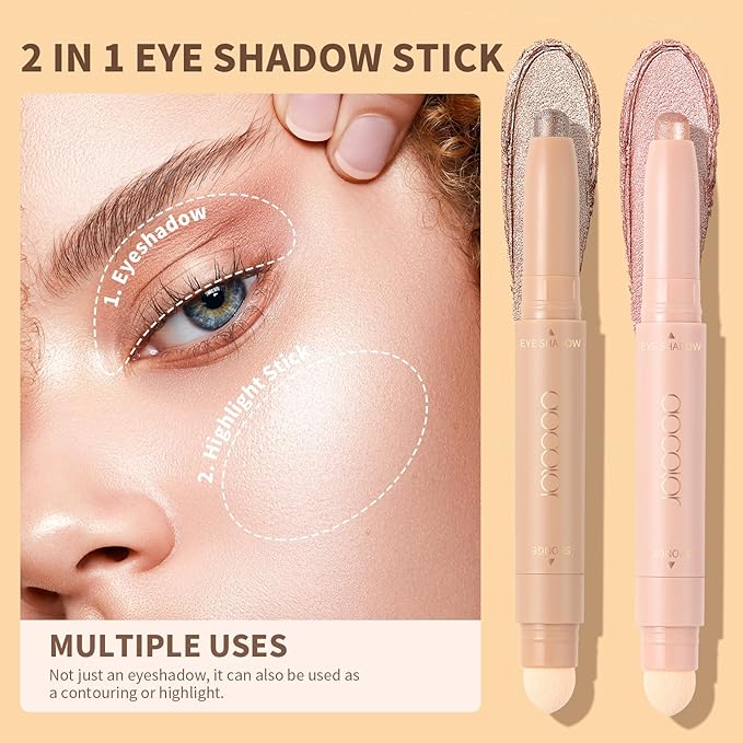 docolor White Waterproof Eyeliner Pen Longwearing with Ultra-Fine Tip Liquid Eye Liner and 2Pcs Eyeshadow Stick Cream Eye Shadow Stick Brightener Eyeshadow Pencil Crayon Highlighter Eye Shadow Stick
