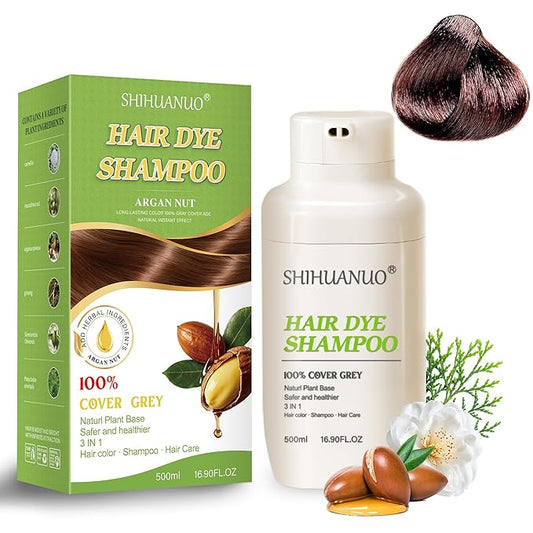 Hair Dye Shampoo 3 in 1 for Gray Hair Coverage, Argan nut Natural Shampoo Hair Dye for Women & Men/Ammonia-Free 500ml(Coffee)-VivaGrace Women