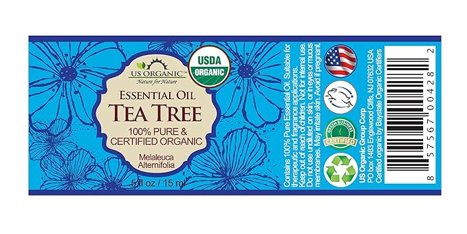 US Organic 100% Pure Tea Tree Essential Oil, Steam Distilled, USDA Certified Organic, for Hair, Skin, Scalp, Foot, Toenails, and More. Sourced from South Africa, Undiluted, Non-GMO (15 ml)-VivaGrace Women