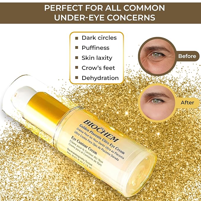 Golden Placenta Ultra Eye Cream - 0.51 fl oz / 15 ml, Luxury Eye Contour Treatment for Wrinkles and Dark Circles-VivaGrace Women