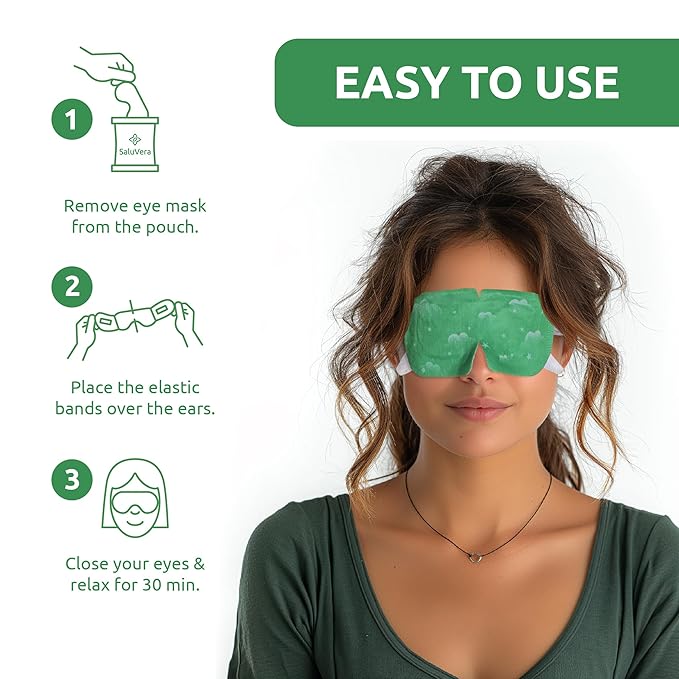 Eyelid Wipes with Tea Tree & Aloe Vera + Steam Eye Mask for Dry Eyes Daily Eyelid Cleanser & Self-Heating Eye Mask for Relaxation & Relief | 30 Eyelid Wipes & 16 Eye Masks