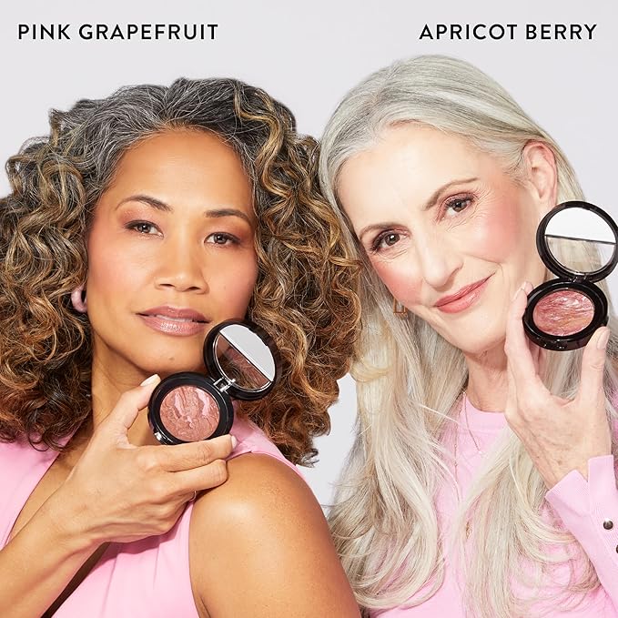 LAURA GELLER NEW YORK Baked Blush-n-Brighten Marbleized Blush - Pink Grapefruit Creamy Lightweight Satin Finish-VivaGrace Women