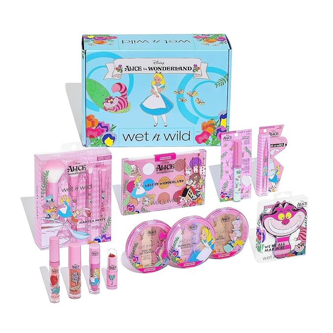 wet n wild Alice in Wonderland PR Box - Makeup Set with Versatile Brushes, Buildable & Blendable Palettes, Vibrant Colors, & Lip Glosses for Unique Looks, Cruelty-Free & Vegan-VivaGrace Women