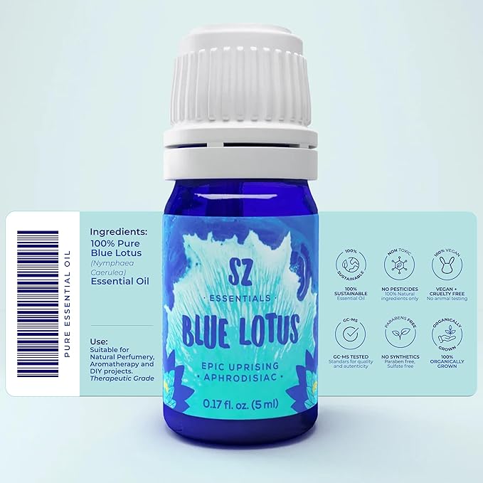 Blue Lotus Essential Oil 100% Pure, Undiluted Oil - Extracted from Nymphaea Caerulea - Rich & Sweet Scent with Fruity Overtones - Therapeutic Grade & Vegan - 0.17oz (5ml)-VivaGrace Women