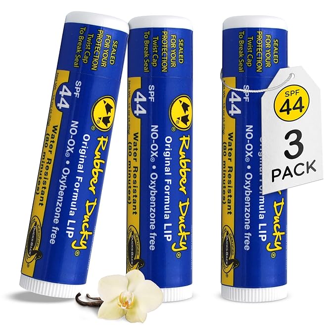 Rubber Ducky | Lip Sunscreen, Lip Balm with SPF 44, Water Resistant Sunscreen Lip Balm | Vegan, Untinted, Vanilla Flavor, with Vitamin E | All Season - Broad Spectrum Sunscreen for Lips-VivaGrace Women