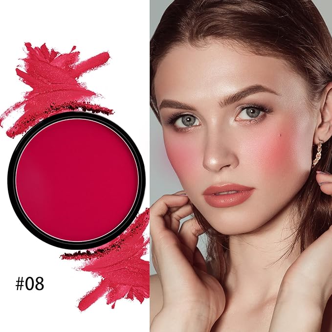 Boobeen Powder Blush Matte Blush, Highly Pigmented Beauty Cream Blush Palette for Create A Natural Cheek Flushed Look, Rich Colors-VivaGrace Women