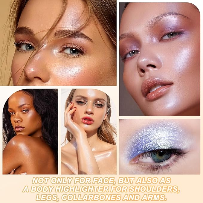 Boobeen Highlighter Makeup Palette, Long Lasting Glow Shimmer Illuminator Contour Powder for Face Radiant Glow-VivaGrace Women