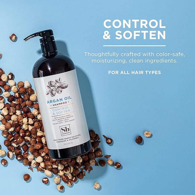 Soapbox Argan Oil Shampoo, Harsh Sulfate Free, Paraben & Silicone Free, Color Safe, and Vegan Hair Shampoo | Control & Soften Shampoo (33.8 Ounces)-VivaGrace Women