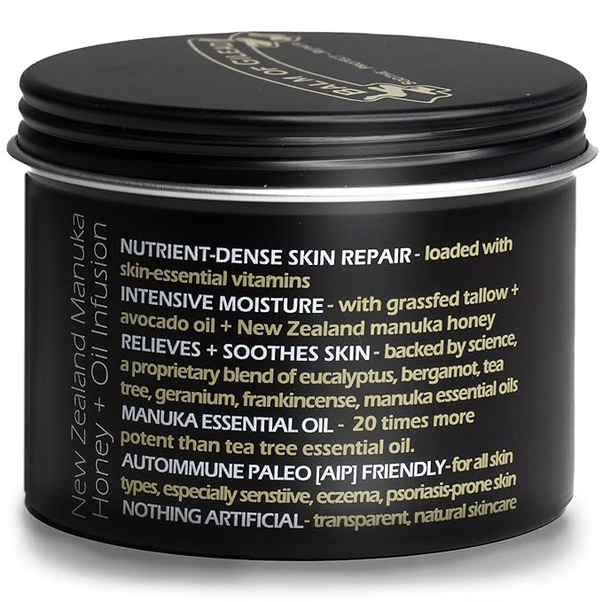 BALM OF GILEAD Manuka Eczema Honey Cream - Moisturizer for Sensitive Skin, Eczema, Psoriasis & Dermatitis - Manuka Honey Ointment, Grassfed Tallow-VivaGrace Women