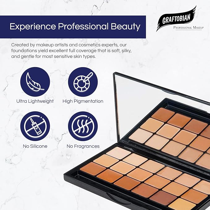 Graftobian HD Glamour Creme Foundation Warm Super Palette - 18 High Definition Warm Undertone Cream Shades-VivaGrace Women