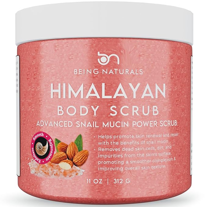 Natural Himalayan Salt Body Scrub - with Lychee Oil and Snail Mucin, Exfoliating Salt Scrub to Exfoliate & Moisturize Skin, Deep Cleansing - 11 oz-VivaGrace Women