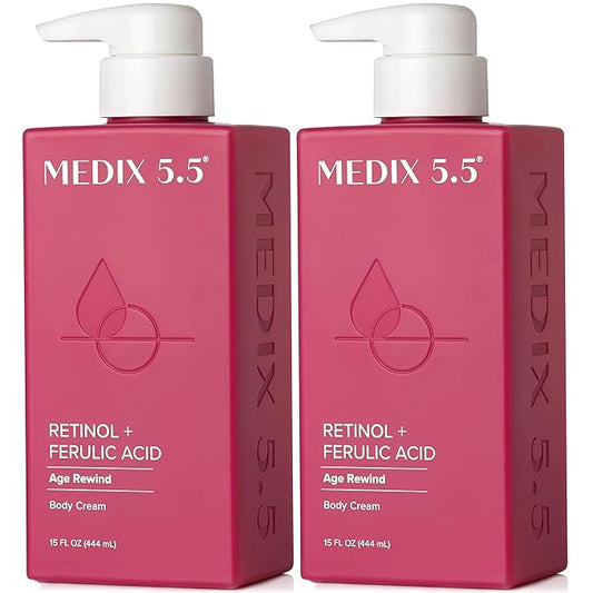 Medix 5.5 Retinol Body Lotion Firming Moisturizer | Crepey Skincare Treatment | Retinol Body Cream | Anti Aging Firming Cream For Women Targets Look Of Crepe Skin, Wrinkles, & Sagging Skin, 2-Pack-VivaGrace Women