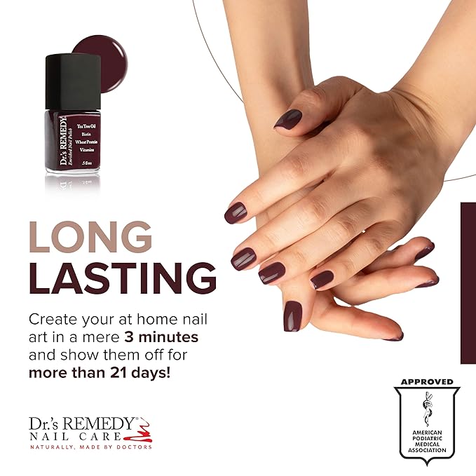 Dr’s Remedy Enriched Nail Polish: Non Toxic, All Natural, and Organic - Doctor Formulated: Strengthens, Restores, Heals, and Protects '24-Free' - MEANINGFUL Merlot