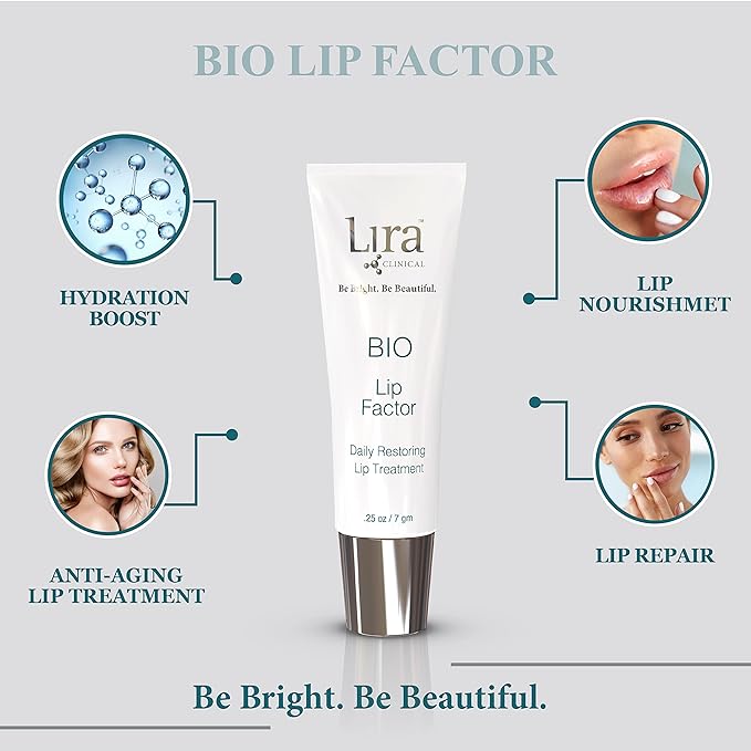 Lira Clinical Bio Lip Factor - Lip Balm SPF 15 for Soft, Full, and Supple Lips - Lip Treatment with Peptides, Vitamin C, E, Jojoba Oil, Avocado Oil - Lip Moisturizer for Dry Lips - 0.25 Ounce-VivaGrace Women