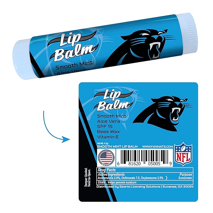 FANMATS 34623 Carolina Panthers Smooth Mint SPF 15 Lip Balm-VivaGrace Women