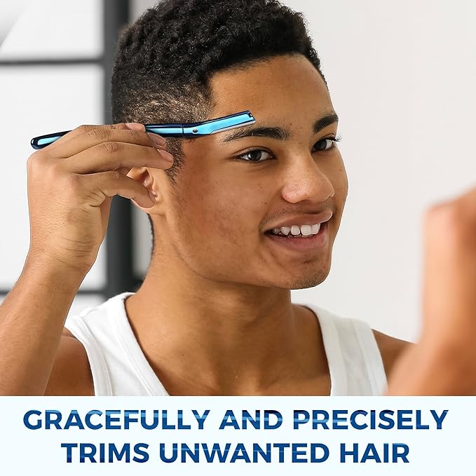 ZOMCHI Eyebrow Razor, Face Razors for Women&Men, Eyebrow Trimmer with Protective Silicone Cap, Dermaplane Razor-Easy&Safe Hair Removal(Blue,11 Blades)-VivaGrace Women