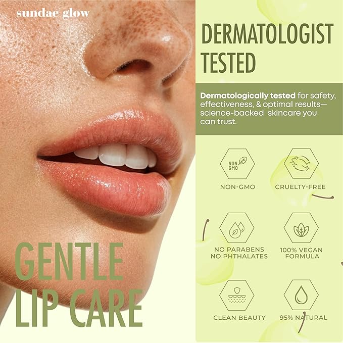 Apple, Pear, Cherry & Mint Lip Mask and Scrub - Dermatologist Tested, Hydrating & Exfoliating, Korean Skin Care, Nourishes, Softens & Brightens Lips - Vegan & Natural - 1 Pack-VivaGrace Women