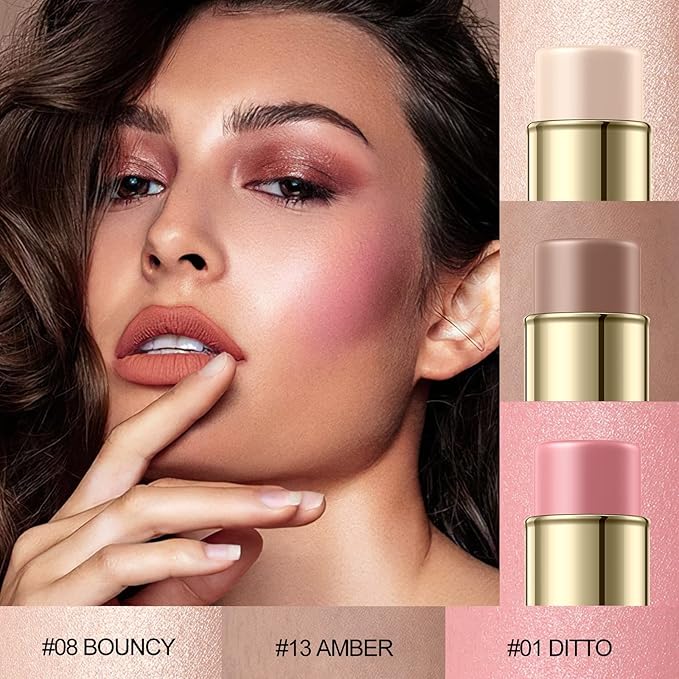 3 Pcs FAIR Contour Stick Set,Cream Blush & Highlighter Bronzer Pen,Long Lasting & Smooth Natural Face Contouring Illuminator,Professional Makeup Kit for All Skin-VivaGrace Women