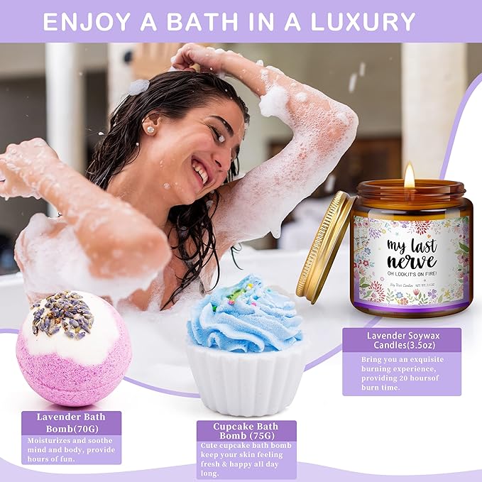 Gifts for Women, Birthday Gifts for Women Self Care Package Gifts for Women Pamper Gifts Baskets for Women Her,Friends,Mom,Wife 11 pcs Lavender Purple Gifts Mothers Day Gifts for women-VivaGrace Women