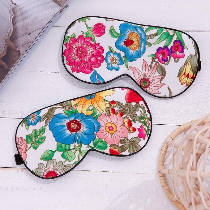 100% Pure Silk Eye Mask Sleep Eye Mask Eye Cover Eyeshade Sleeping Eye Mask Printed Colors (#10)-VivaGrace Women