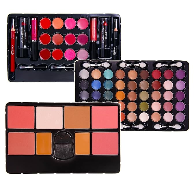 SHANY All In One Makeup Kit (Eyeshadow, Blushes, Face Powder, Lipstick, Eye liners, Makeup Pencils and Makeup Mirror - Makeup Set With Reusable Makeup Storage Box - Black-VivaGrace Women