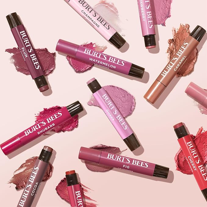 Burt's Bees Shimmer Lip Tint Set, Tinted Lip Balm Stick, Moisturizing for All Day Hydration with Natural Origin Glowy Pigmented Finish & Buildable Color, Plum (4-Pack)-VivaGrace Women