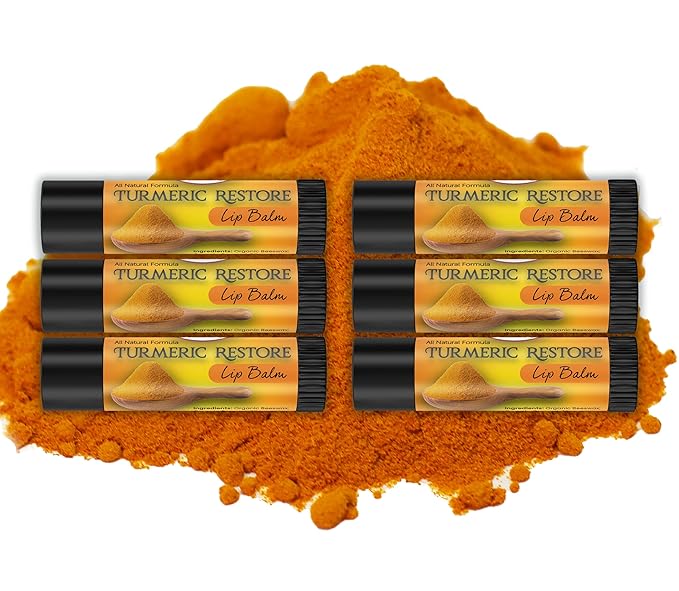 Turmeric Lip balm | Turmeric Restore | Natural Lip Balm | Organic Lip Balm | Natural Lip Balm | Lip Moisturizer | 100% Natural Ingredients | Habbie Beauty Supplies (6 Pack)-VivaGrace Women