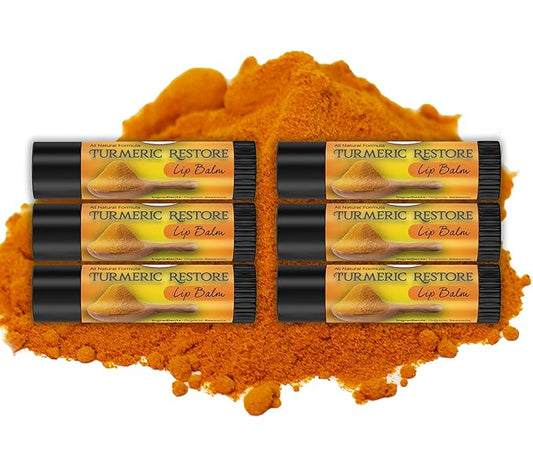 Turmeric Lip balm | Turmeric Restore | Natural Lip Balm | Organic Lip Balm | Natural Lip Balm | Lip Moisturizer | 100% Natural Ingredients | Habbie Beauty Supplies (6 Pack)-VivaGrace Women
