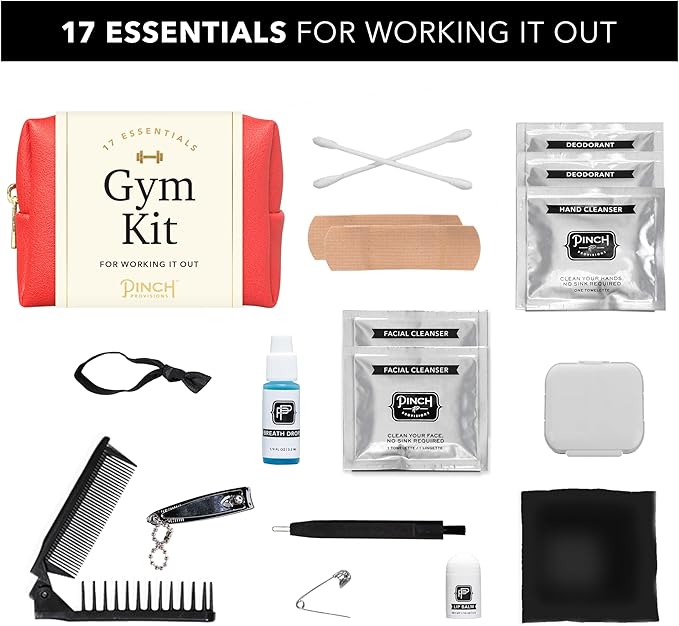 Pinch Provisions Gym Kit, includes 15 Personal Care Essentials for Wellness & Beauty, Perfect for Gifts, Gym Bags, Duffle Bags & Lockers (Poppy Red)-VivaGrace Women