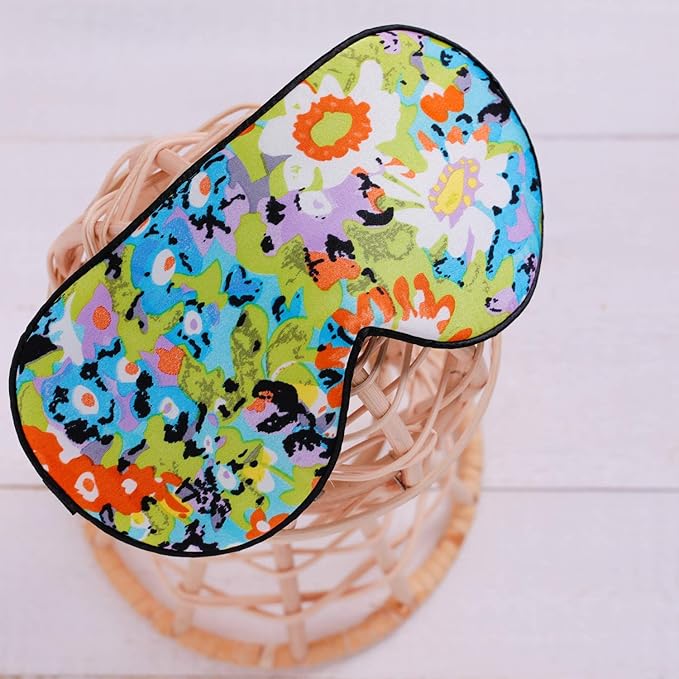 100% Pure Silk Eye Mask Sleep Eye Mask Eye Cover Eyeshade Sleeping Eye Mask Printed Colors (#17)-VivaGrace Women
