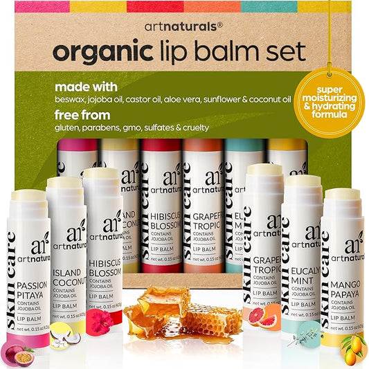ArtNaturals Organic Beeswax Lip Balm Gift Set - Assorted Flavors with Aloe, Coconut & Jojoba Oils-VivaGrace Women
